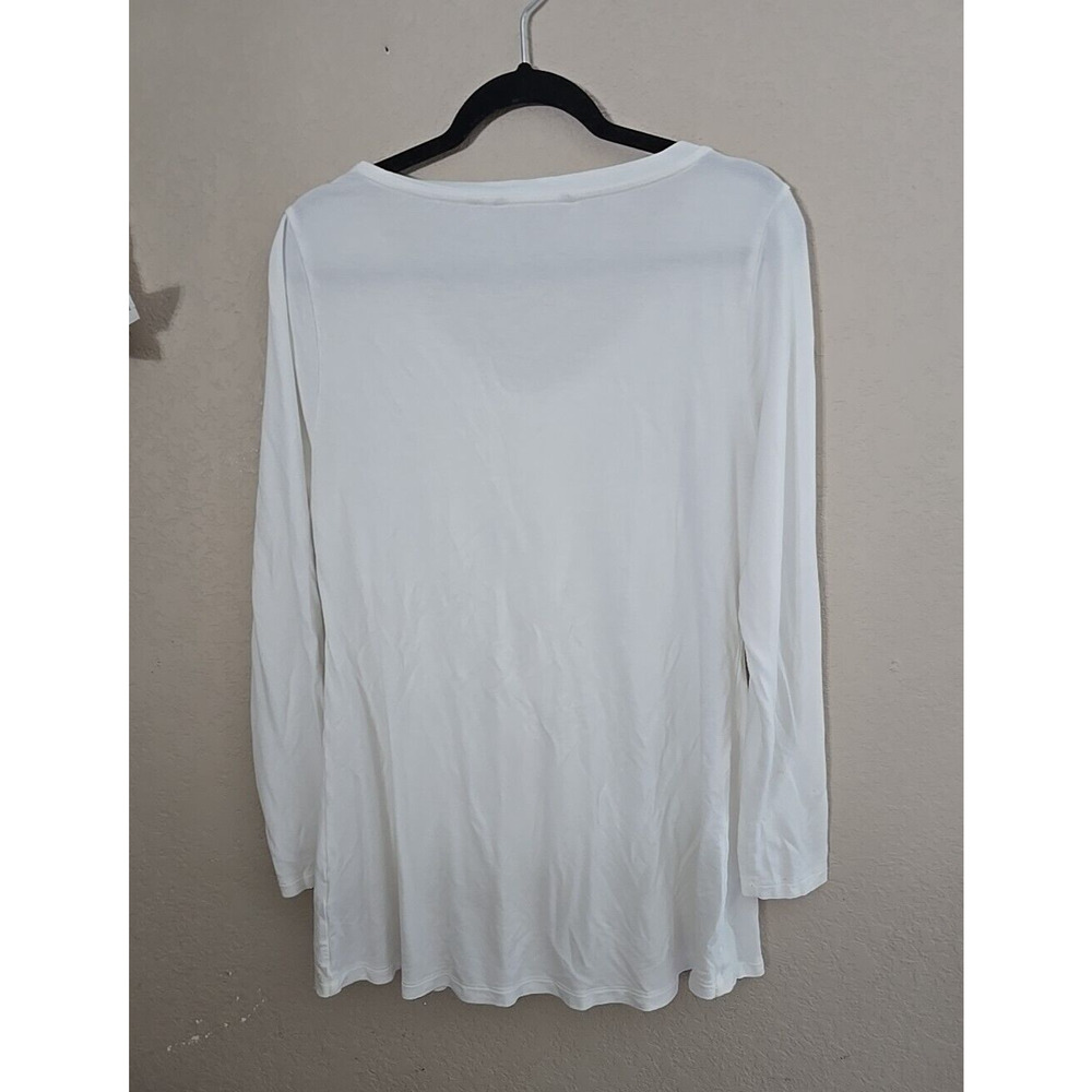 Soft Surroundings White Scoop Neck Pleated Long Sleeve Top Womans Size Medium‎ - Picture 2 of 6